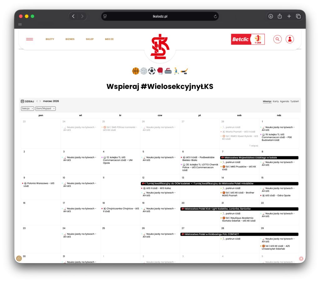Teraz nie przegapisz! Kalendarz Wielosekcyjny ŁKS